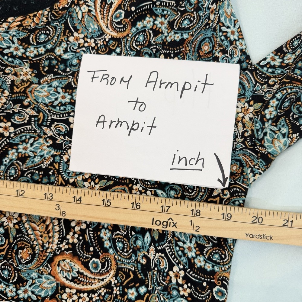 J Jill Size-L Womens Top Pima Cotton Paisley Print Black - Picture 4 of 9